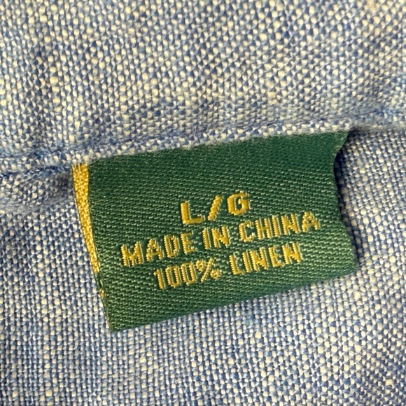 Tommy Bahama Men's L 100% Linen Blue Chambray Relax Button Up Shirt Short Sleeve - Picture 7 of 12